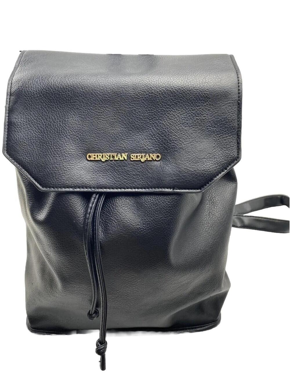 Christian Siriano Black Faux Leather Backpack Purse, Pre-owned